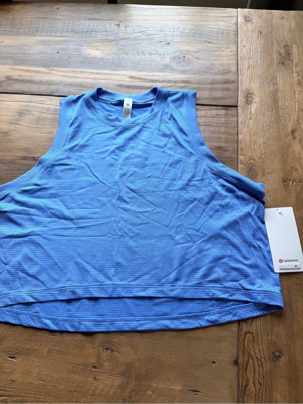 lululemon athletica Perforated Light Blue Cropped Athletic Tank